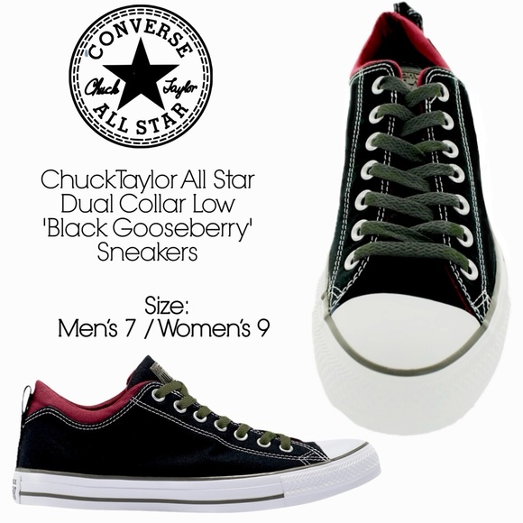Converse Other - Converse All Stars Unisex Low Top Black White & Red Canvas Sneakers